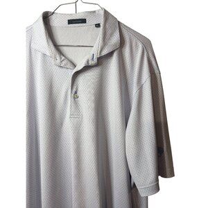 Turtleson Mens XL Polo Shirt White Blue Polka Dot Short Sleeve Golf Sport Top